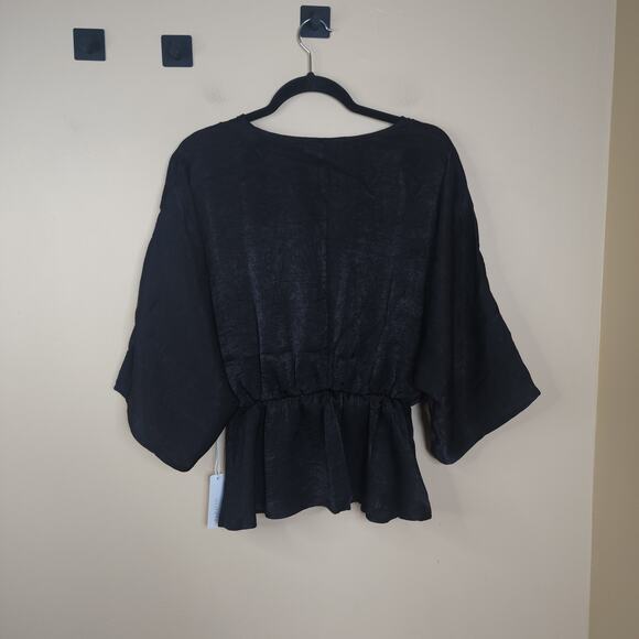 Six/Fifty Batwing Sleeve Empire Waist V-neck Blouse in Black Size S - Picture 5 of 8